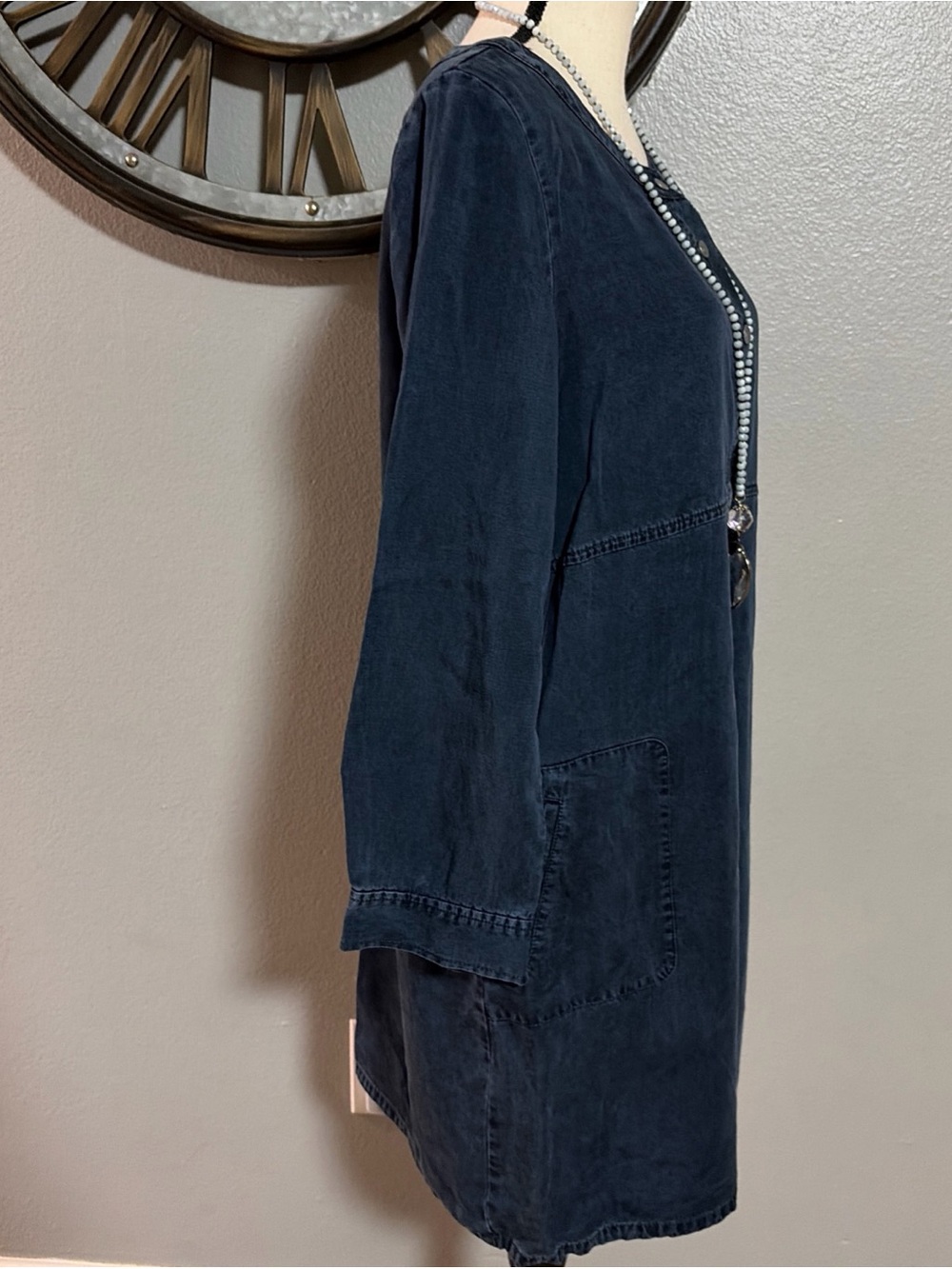 J.JILL TENCEL LYOCELL DENIM DRESS HENLEYPOCKETS SHIFT. - Picture 5 of 8